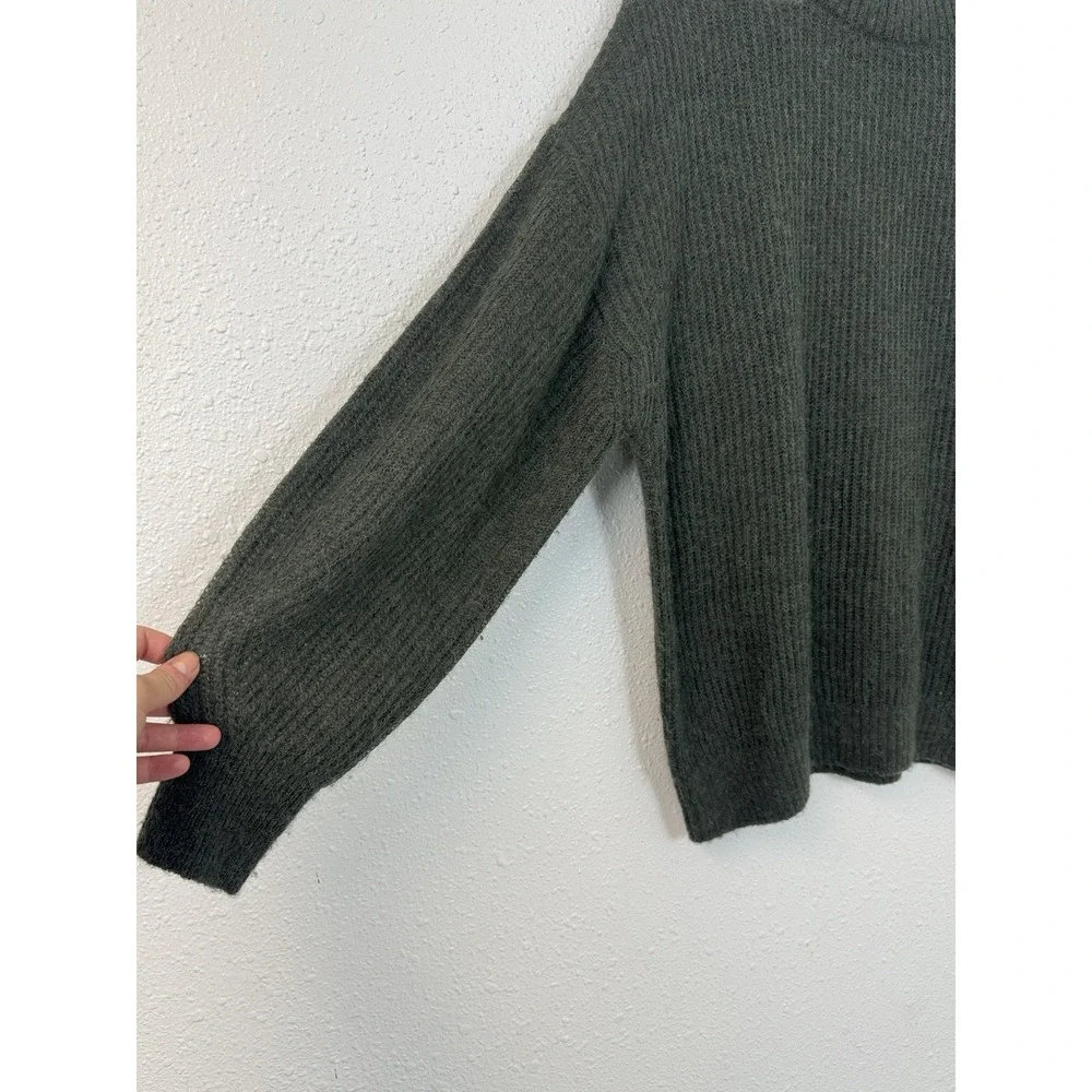Everlane The Cocoon Crew in Alpaca Sweater Olive Green Semi Sheer Cozy Size XL